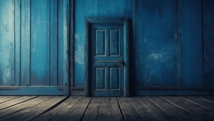 Rustic old door set into weathered wooden wall, artistic representation