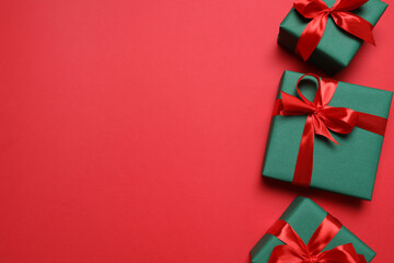 Beautiful gift boxes on a colored background