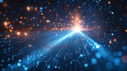 Obraz premium A blue and orange galaxy with a bright light shining through it