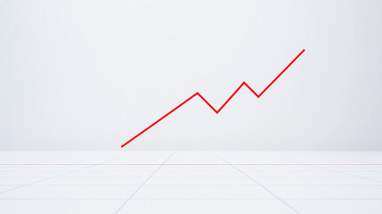 A minimalist white chart with a bold red line sharply descending, emphasizing financial downturns through ample negative space.