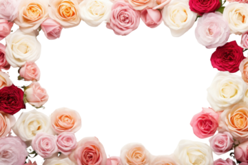 PNG Colorful roses frame background