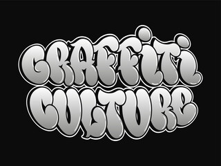 Graffiti Culture - single word, letters graffiti style. Vector hand drawn logo. Funny cool trippy word Graffiti Culture, fashion, graffiti style print t-shirt, poster concept