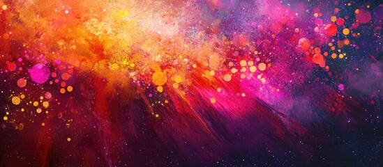 Fototapeta premium Abstract expressionism tribute with blossoming pita featuring a dynamic composition of sparkles and a vibrant diffusion of colors