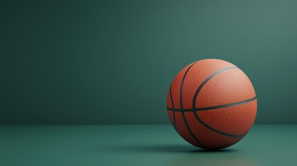 Obraz premium Energetic 3D Illustration of Basketball Bouncing Off Floor with Textured Surface and Hoop in Background