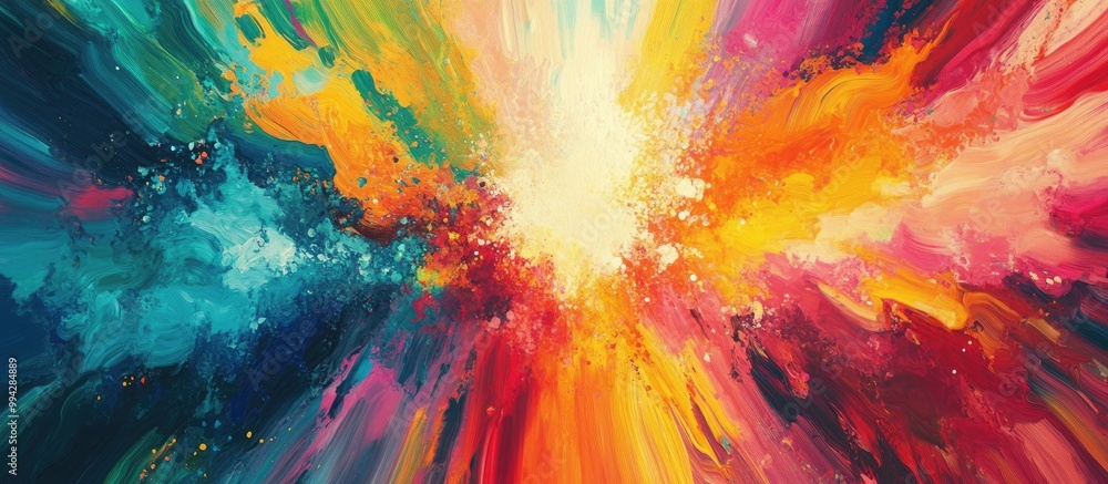 Poster vibrant abstract background featuring a burst of colors on paper surreal graphic art with a psychede