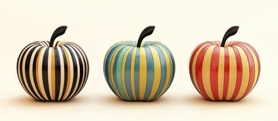 Three dimensional striped apple shaped object