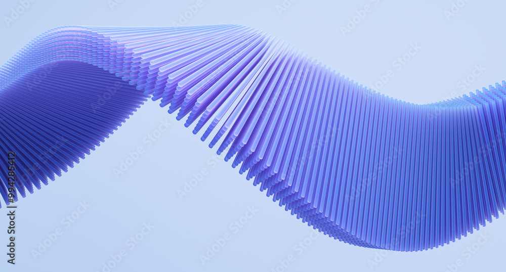 Fototapete minimal geometric background with blue wavy shape. 3d rendering illustration.