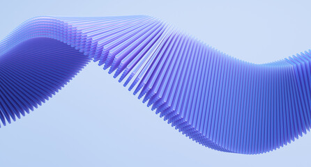 Minimal geometric background with blue wavy shape. 3d rendering illustration.