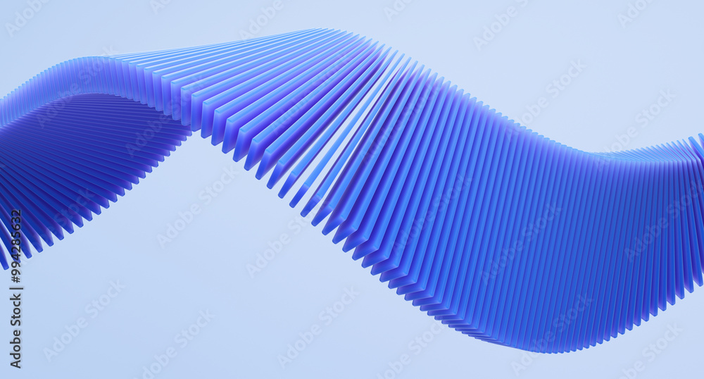 Fototapete minimal geometric background with blue wavy shape. 3d rendering illustration.