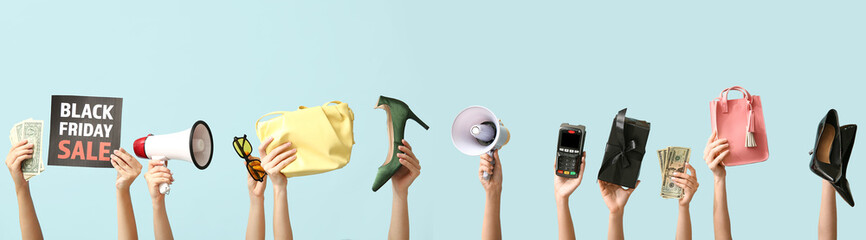 Banner for Black Friday on light blue background