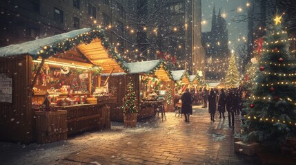 Obraz premium Christmas market at night