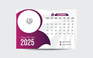 2025 calendar planner design template vector week start Monday