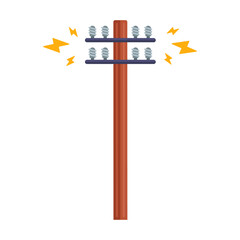 wooden electric pole for electricity flow. broken power station.