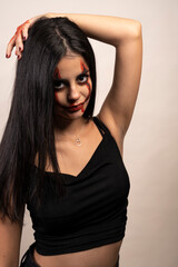 Naklejka premium halloween teenager with scary look on white background