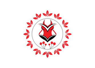 Red color bikini clothing fashion inspiration illustration logo template