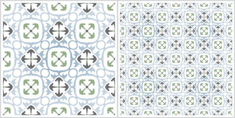 Abstract geometric seamless pattern. graphic modern repeating texture with green, blue and white vector background