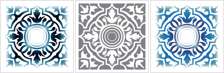 Traditional Seamless Mediterranean Tile Pattern. Majolica Style. Blue Colors on White. Vector Illustration, Turkish Tile vector