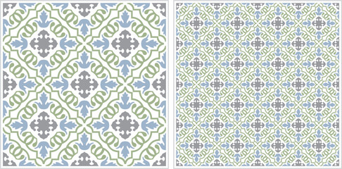 Abstract geometric seamless pattern. Green, grey and white. Modern stylish texture. Vector background. seamless vector