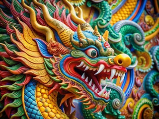 Intricate Thai Dragon Vector Design with Colorful Patterns and Detailed Artwork for Graphic Use