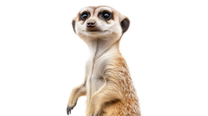A curious meerkat isolated on transparent PNG.