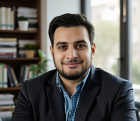 Obraz premium recruitment photo, senior marketing manager attending a meeting, man with confidence, blurred background dawn, natural light, director portrait
