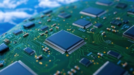 An image of Earth with continents made of circuitry, representing a technological planet