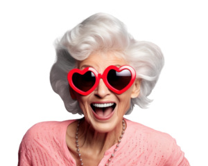 PNG Chic senior woman sunglasses portrait laughing.