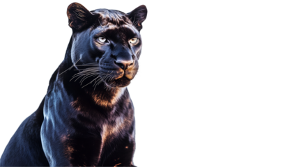A sleek black panther isolated on transparent PNG.