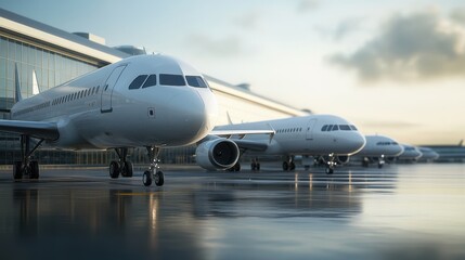 Obraz premium The Aircrafts at Airport Terminal