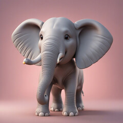 Obraz premium Cartoon elephant on color background generated by AI