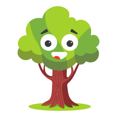 character tree with eyes. cute living plant.