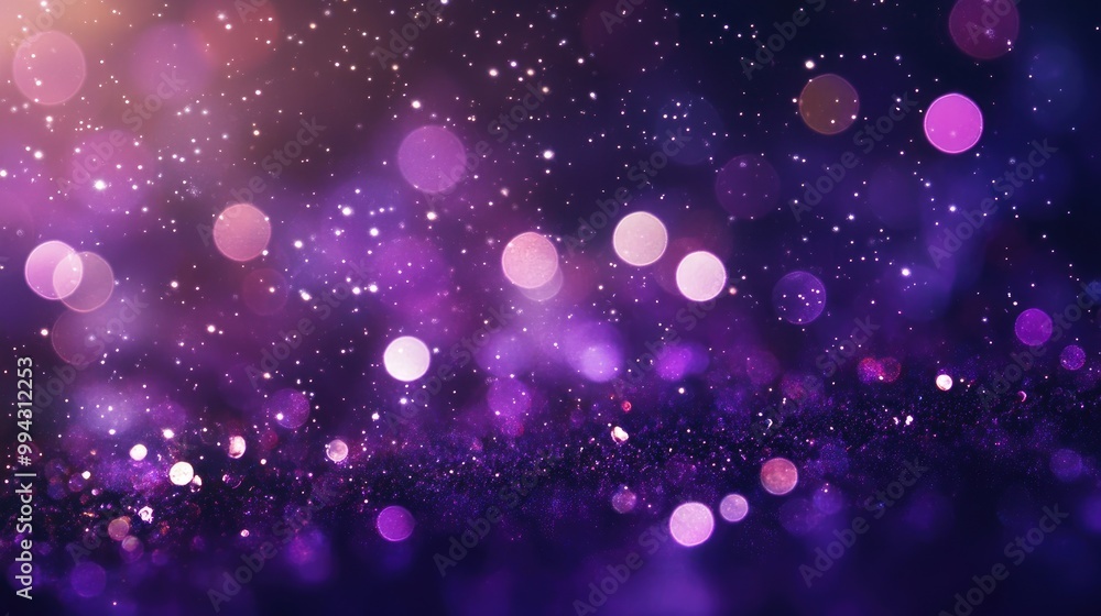 Poster bokeh background featuring stunning sparkles in dark hues with a texture of blurred violet lights su