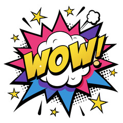 Fototapeta premium a colorful comic-style graphic featuring the word 