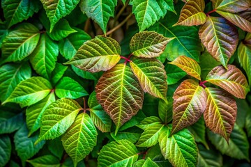Lush Green Poison Ivy Leaves with Glossy Texture and Vibrant Color in Natural Outdoor Setting