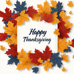 thanksgiving on autumn floral background with leaves