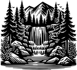 Waterfall silhouette