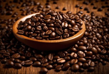Fototapeta premium coffee beans arranged intricate patterns richly textured surface highlighting organic shapes natural elements, artistic, design, arrangement, nature