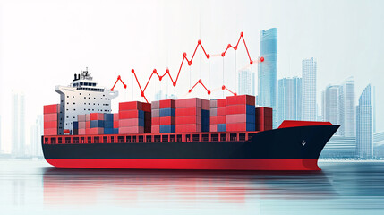 Obraz premium A large red and black ship is on the water