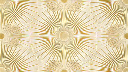 Fototapeta premium A repeating pattern of sunburst-like shapes.