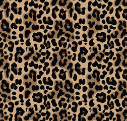 
leopard print seamless stylish pattern, vector illustration on textile, animal skin texture