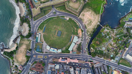 Top Aerial View of Galle Town: Sri Lanka's Coastal Gem from Above