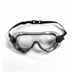 A pair of safety goggles with a black strap
