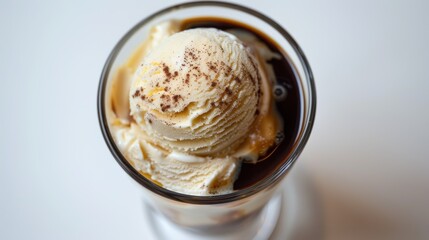 A glass of ice cream with a brownish color