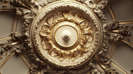 Intricate Italian Rococo pattern showcasing detailed gold and white ornamental design with swirling floral elements highlighting classical luxury and artistic heritage.