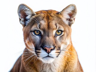 Obraz premium Majestic Florida Panther in Natural Stance Isolated on a White Background for Wildlife Imagery
