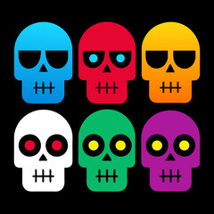 Halloween colorful skull clip art icon set vector illustration