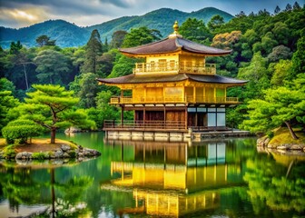 Majestic Golden Temple Mandir Surrounded by Lush Greenery Reflecting Serenity and Spirituality