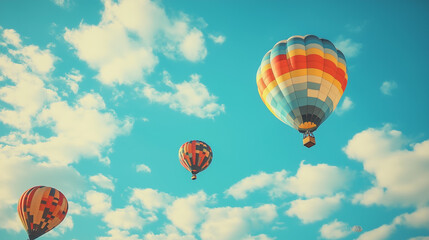 Obraz premium Colorful Hot Air Balloons in Sky