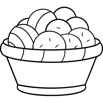recommend clip art: coloring page for kids bold line art basket vector art 