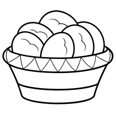 coloring page for kids bold line art basket vector art 